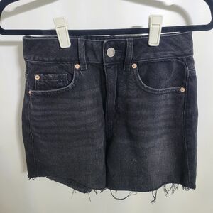 Garage Denim Black Cutoff Distressed Jean Shorts, Size 0 / 24